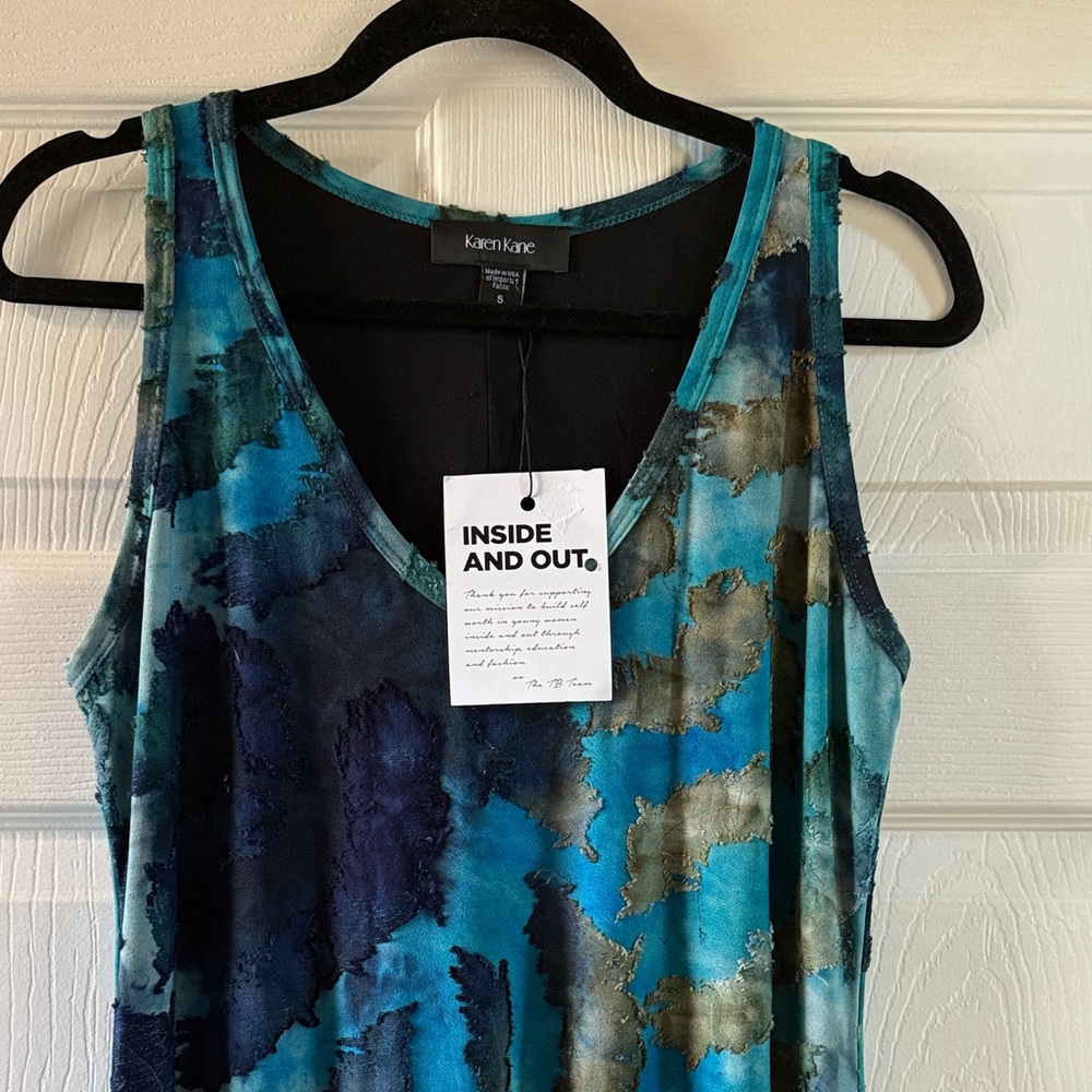 Karen Kane Teal and Navy Maxi Sleeveless Dress